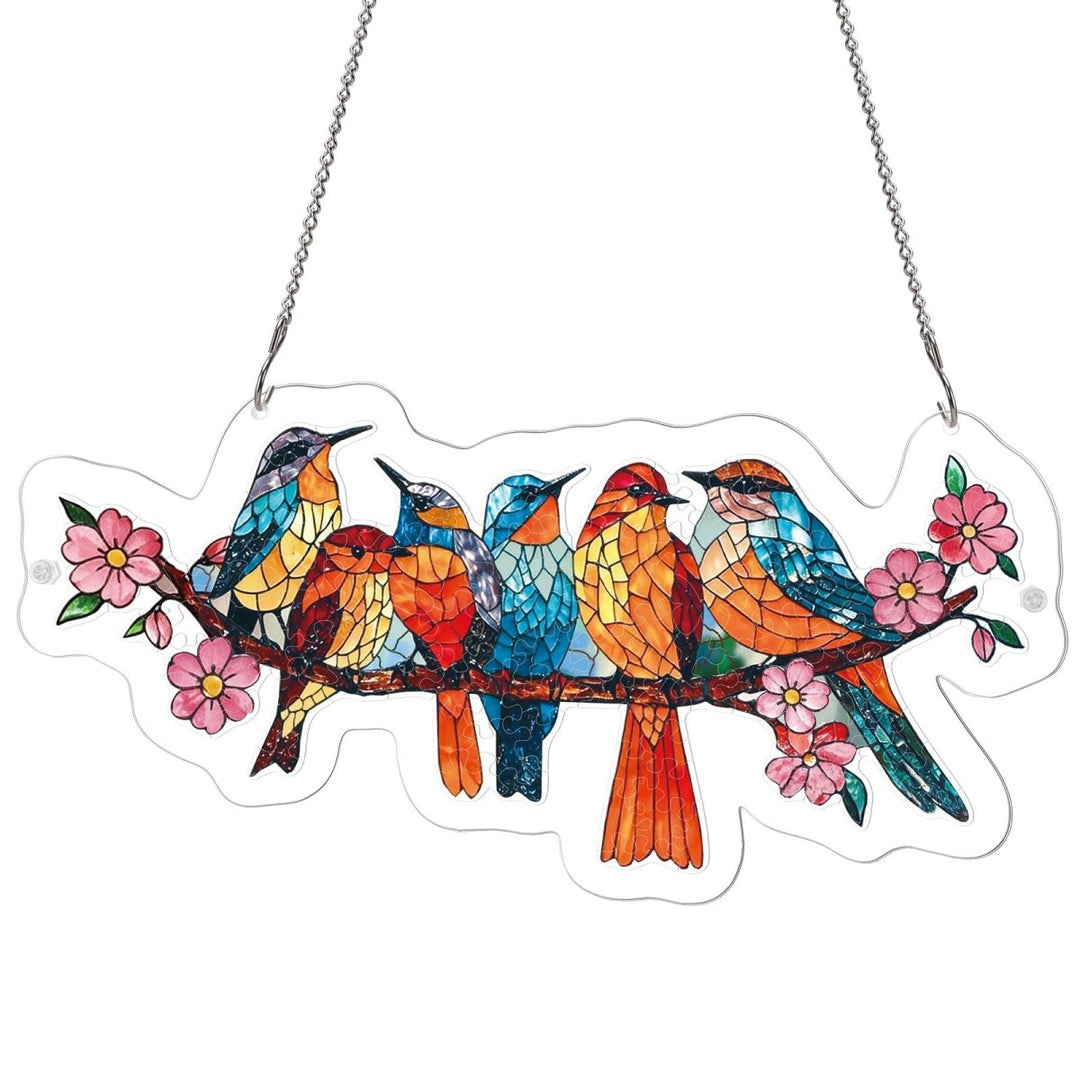 Acrylic Jigsaw Puzzle Suncatcher - Blossom Songbirds