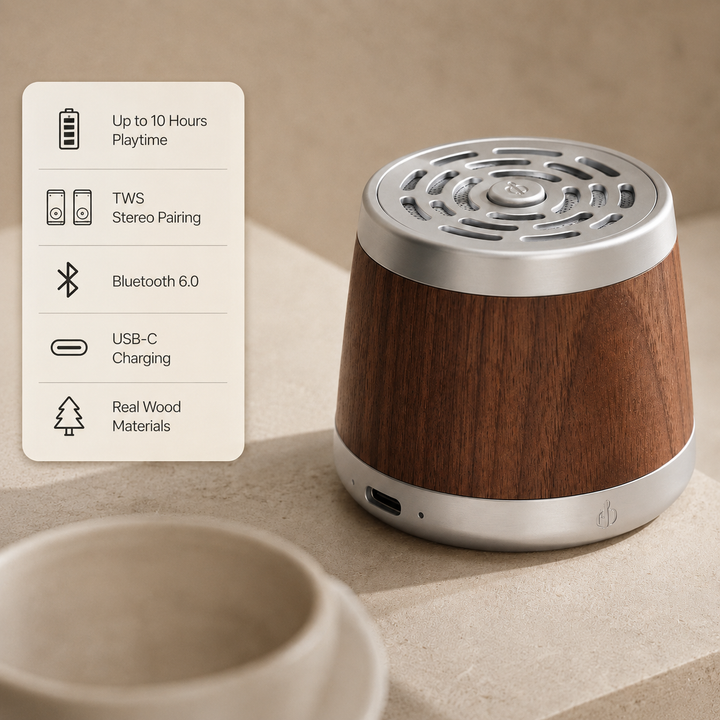 🔊Portable Wooden Bluetooth Speaker - Magnetic Mini Speaker for Home & Travel
