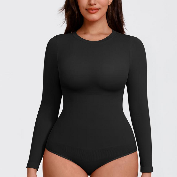 Seamless long-sleeve bodysuit for outerwear