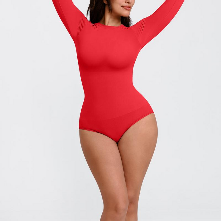 Seamless long-sleeve bodysuit for outerwear