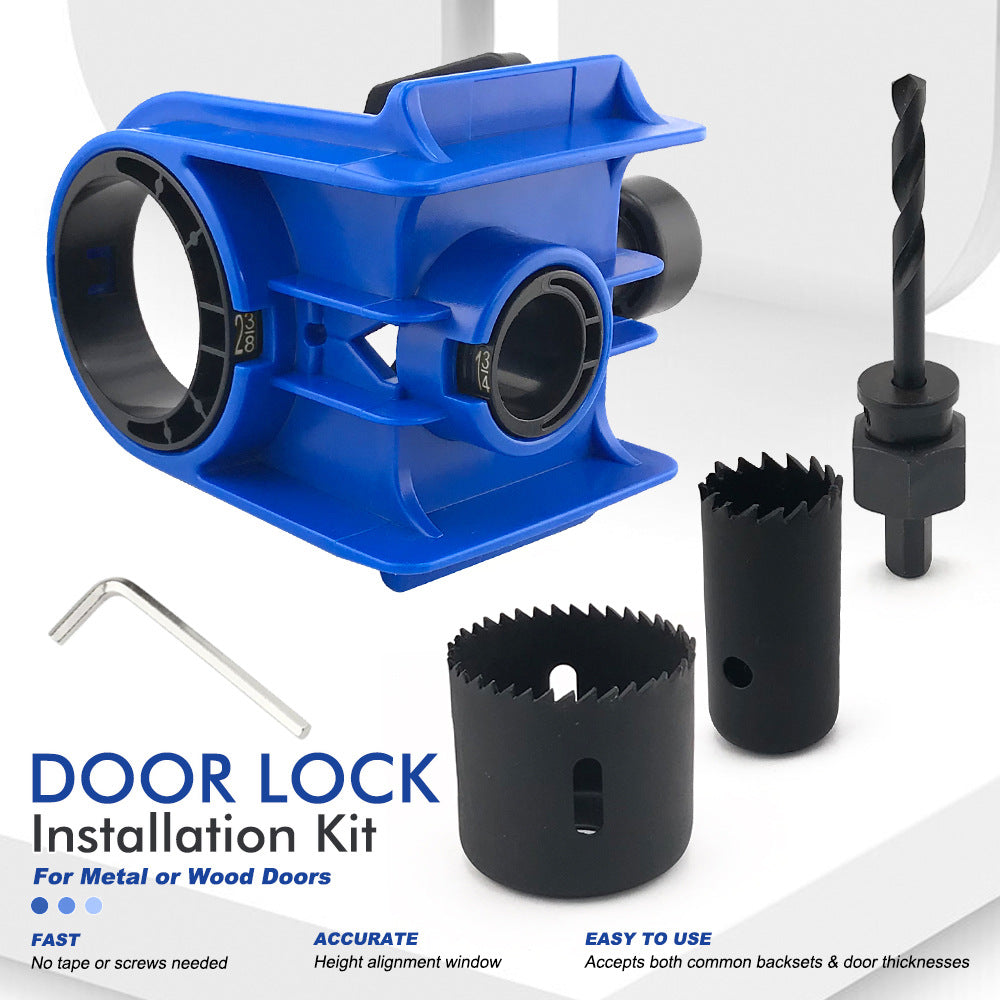 Universal Door Lock Installation Template Kit with Adjustable Guide