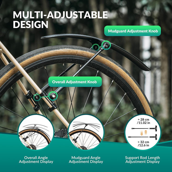 Adjustable Bike Fenders – Lightweight Front & Rear Mudguards