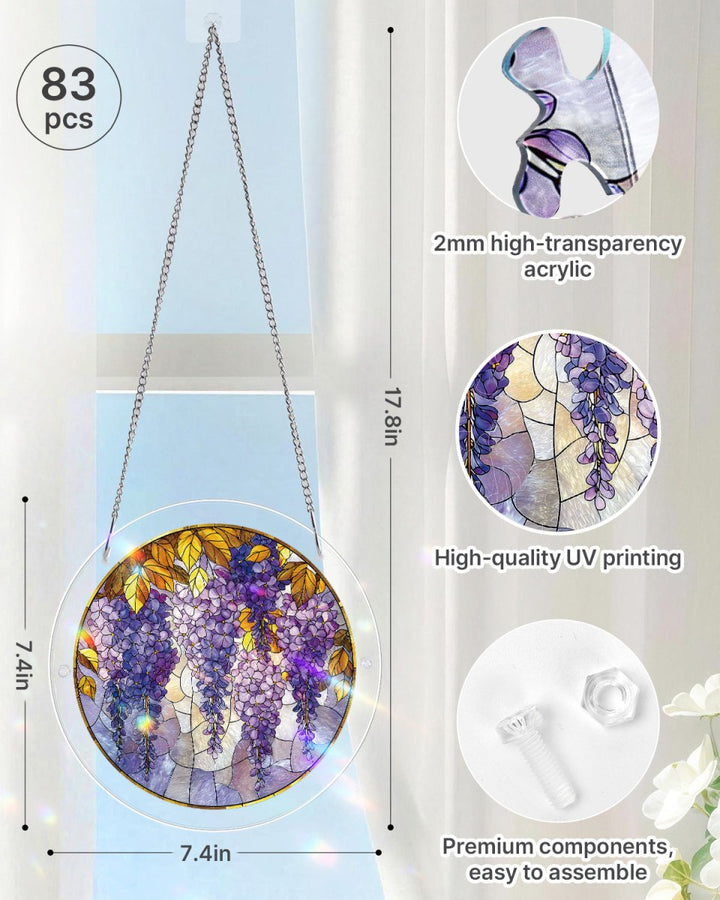 Acrylic Jigsaw Puzzle Suncatcher - Wisteria in Glasslight