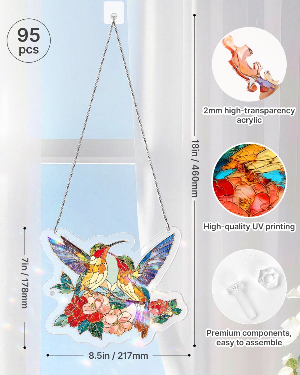 Acrylic Jigsaw Puzzle Suncatcher - Two Birds of Spring