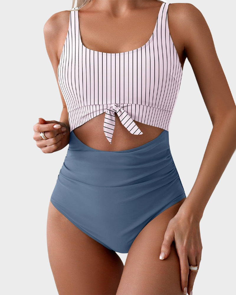 Ruched Tie-Knot Tummy Control One-Piece Swimsuit