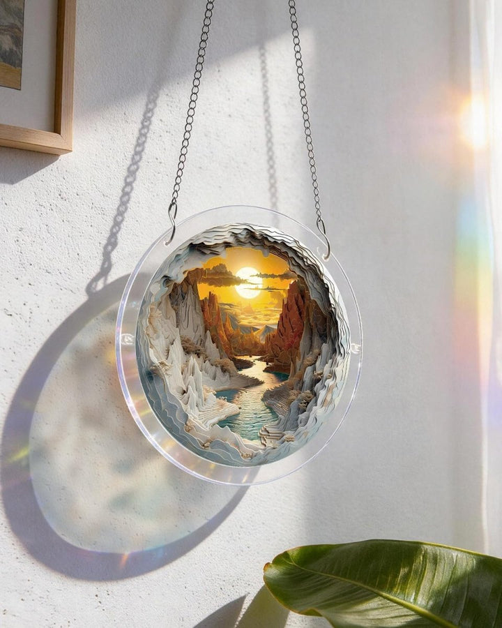 Acrylic Jigsaw Puzzle Suncatcher - Sunset Canyon