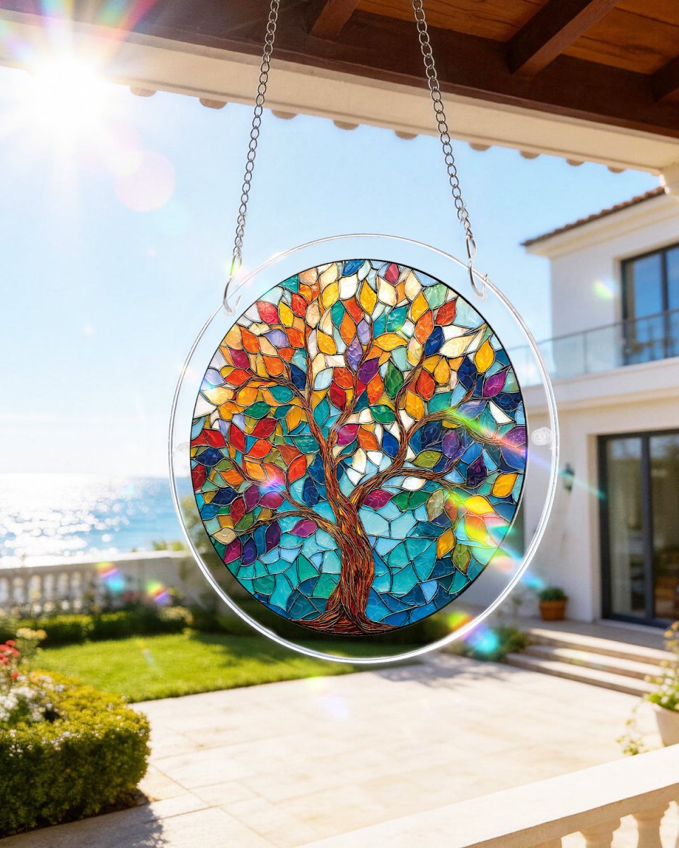 Acrylic Jigsaw Puzzle Suncatcher - Tree of Luminous Leaves