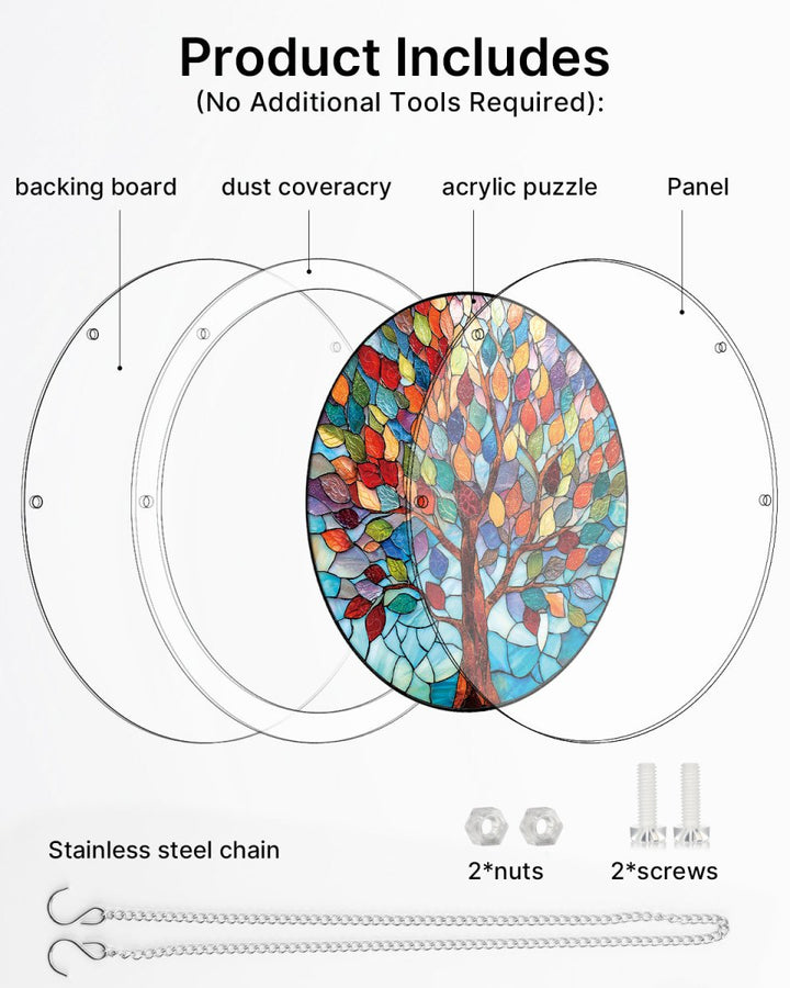 Acrylic Jigsaw Puzzle Suncatcher - Vivid Tree of Life