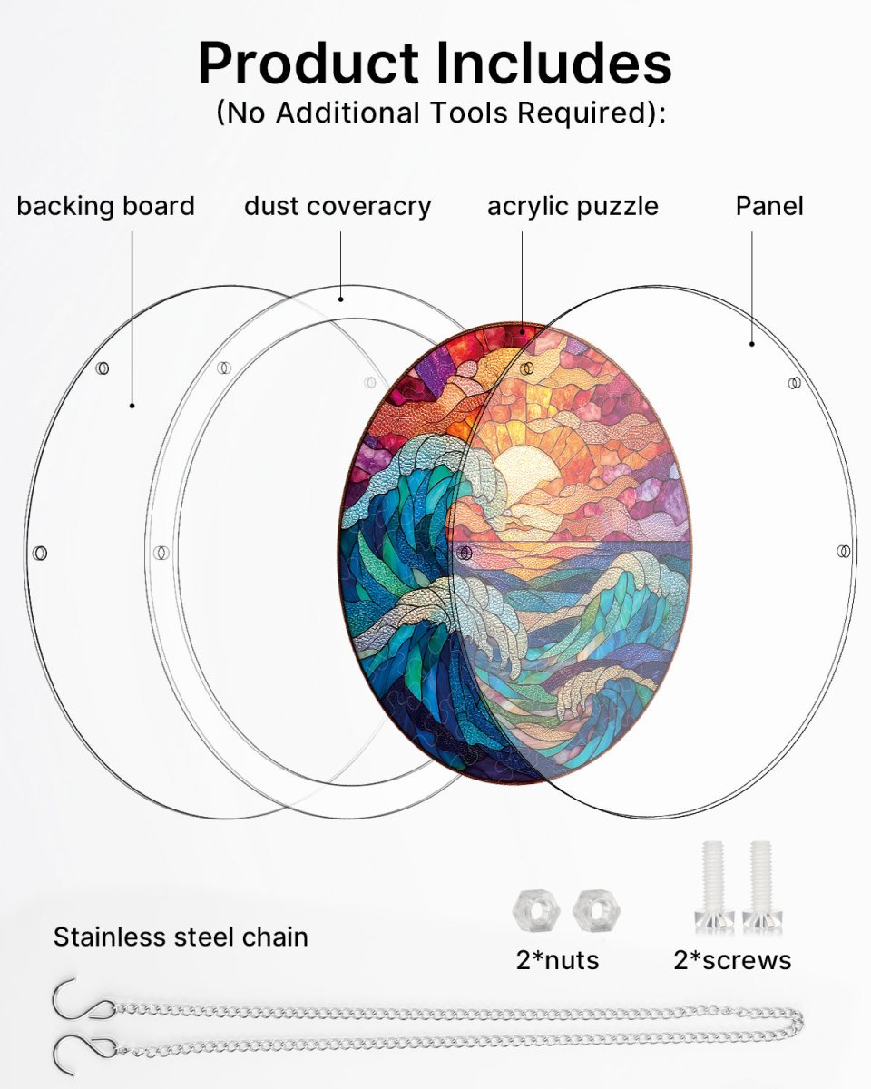 Acrylic Jigsaw Puzzle Suncatcher - Chasing the Sun Sea